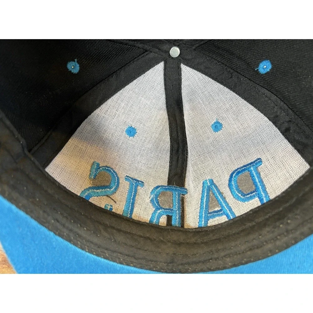 Tour Brand Cap Hat Paris Black and Blue Mens Snap Back‎ Adjustable OSFA